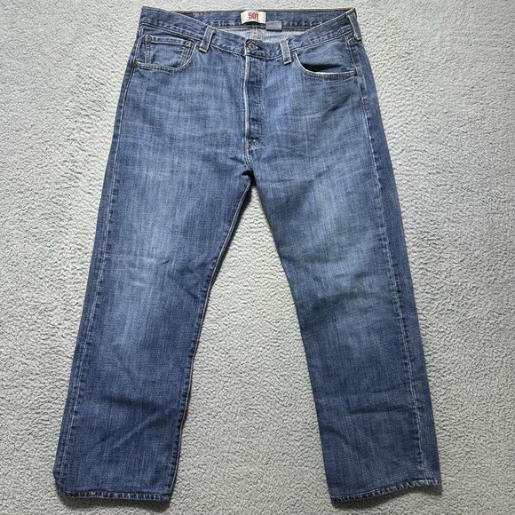 VTG Levis 501XX Jeans 34x26 (tagged 36x34) Blue Buttonfly Denim Medium Wash 90's